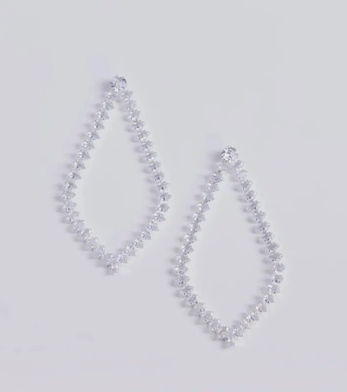Elegant Muse Oversized Teardrop Rhinestone Earrings sold by Windsor