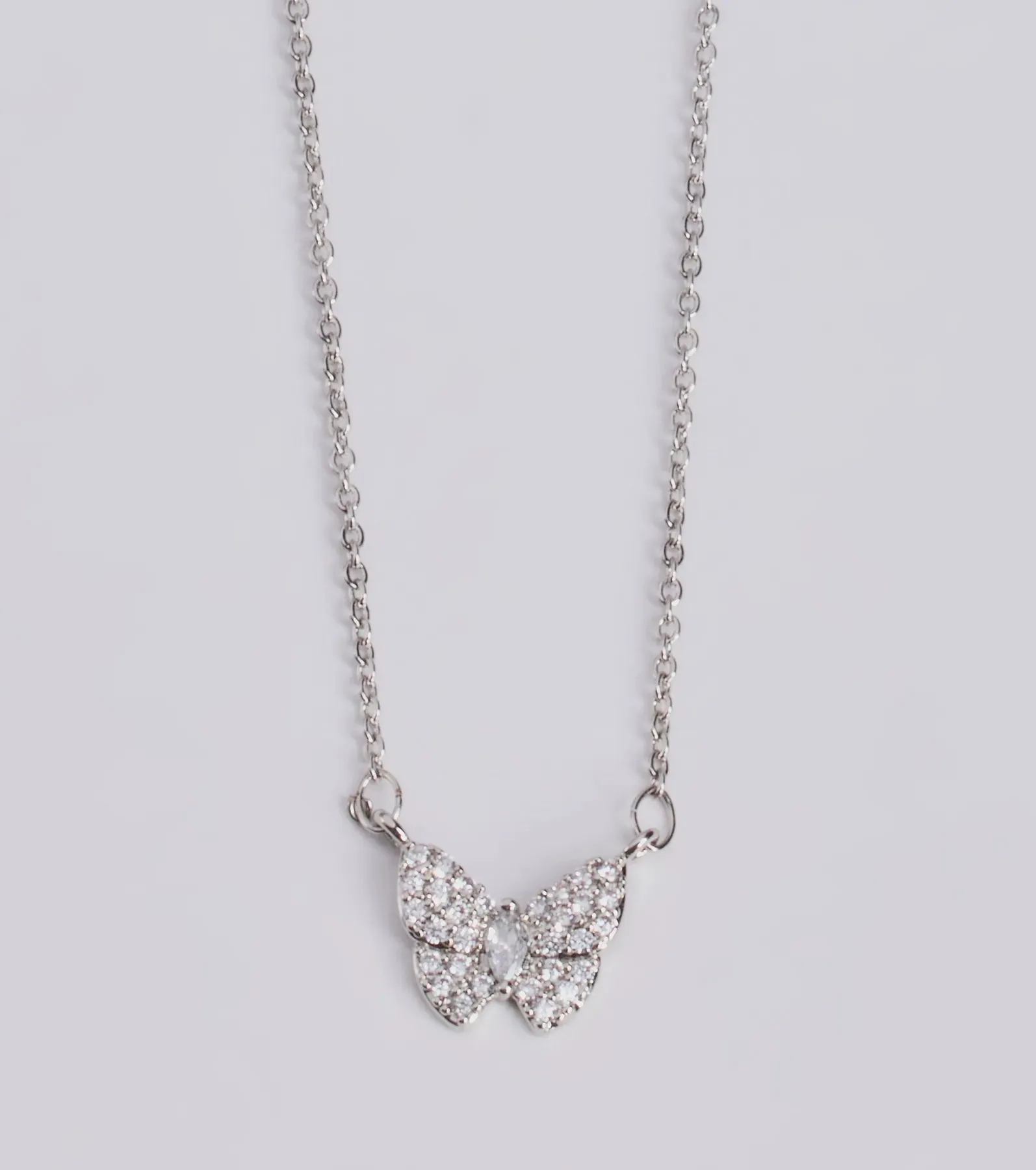 Glam Cutie Dainty Rhinestone Butterfly Charm Necklace sold by Windsor product image thumbnail 2