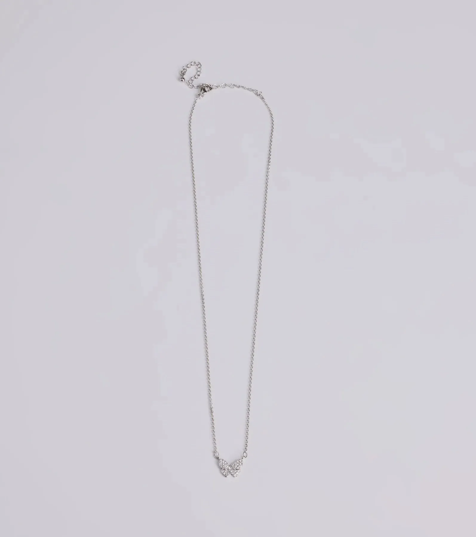 Glam Cutie Dainty Rhinestone Butterfly Charm Necklace sold by Windsor