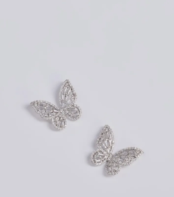 Luxe Charm Cubic Zirconia Butterfly Stud Earrings sold by Windsor