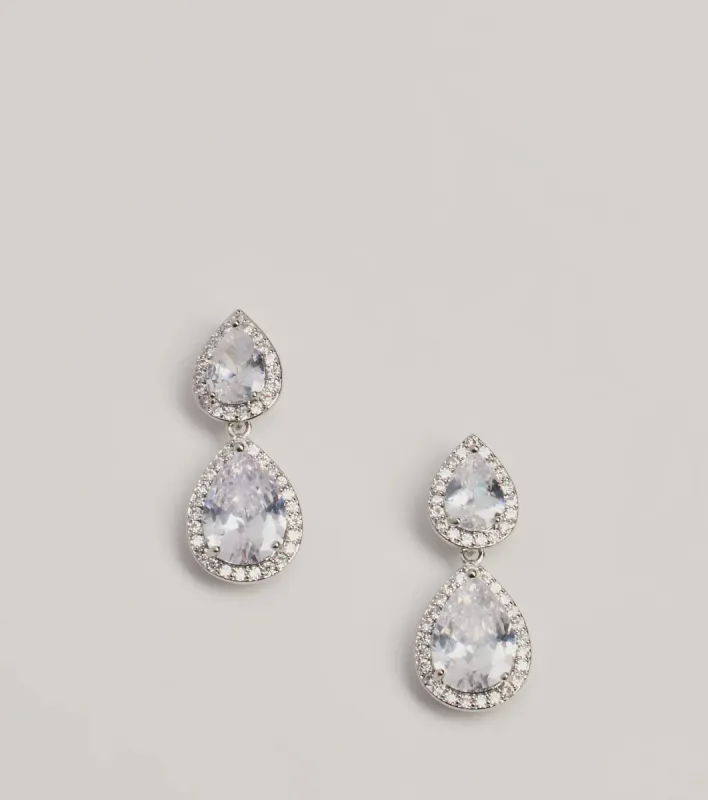 Classically Stunning Cubic Zirconia Teardrop Earrings sold by Windsor