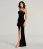 Gracie Velvet and Bow High Slit Mermaid Dress sold by Windsor