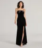 Gracie Velvet and Bow High Slit Mermaid Dress sold by Windsor