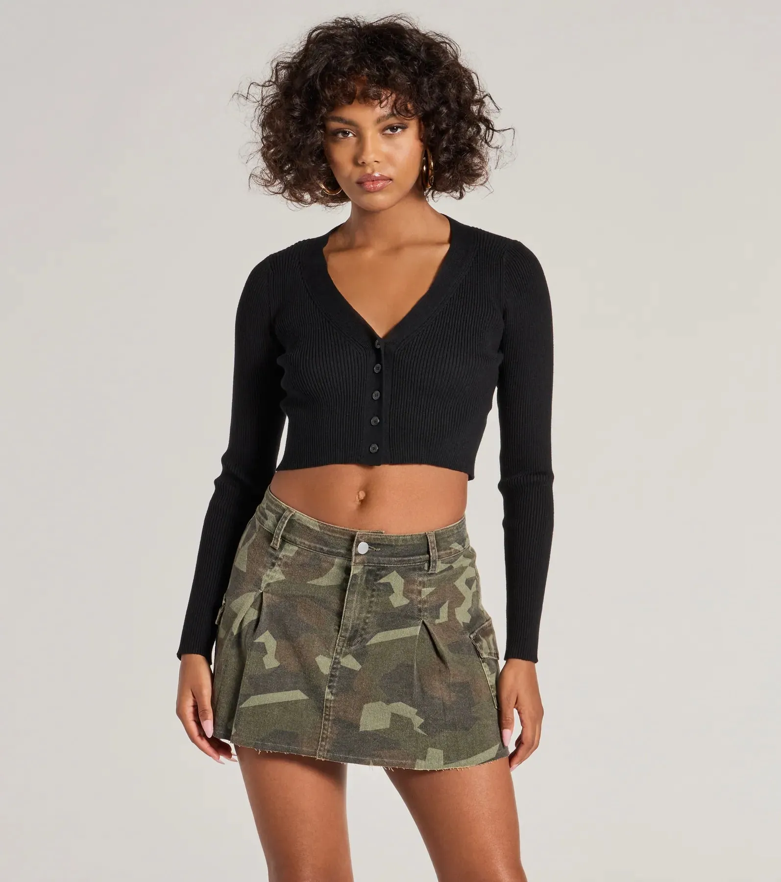 Adventurous Babe Camo Pleated Cargo Mini Skirt sold by Windsor