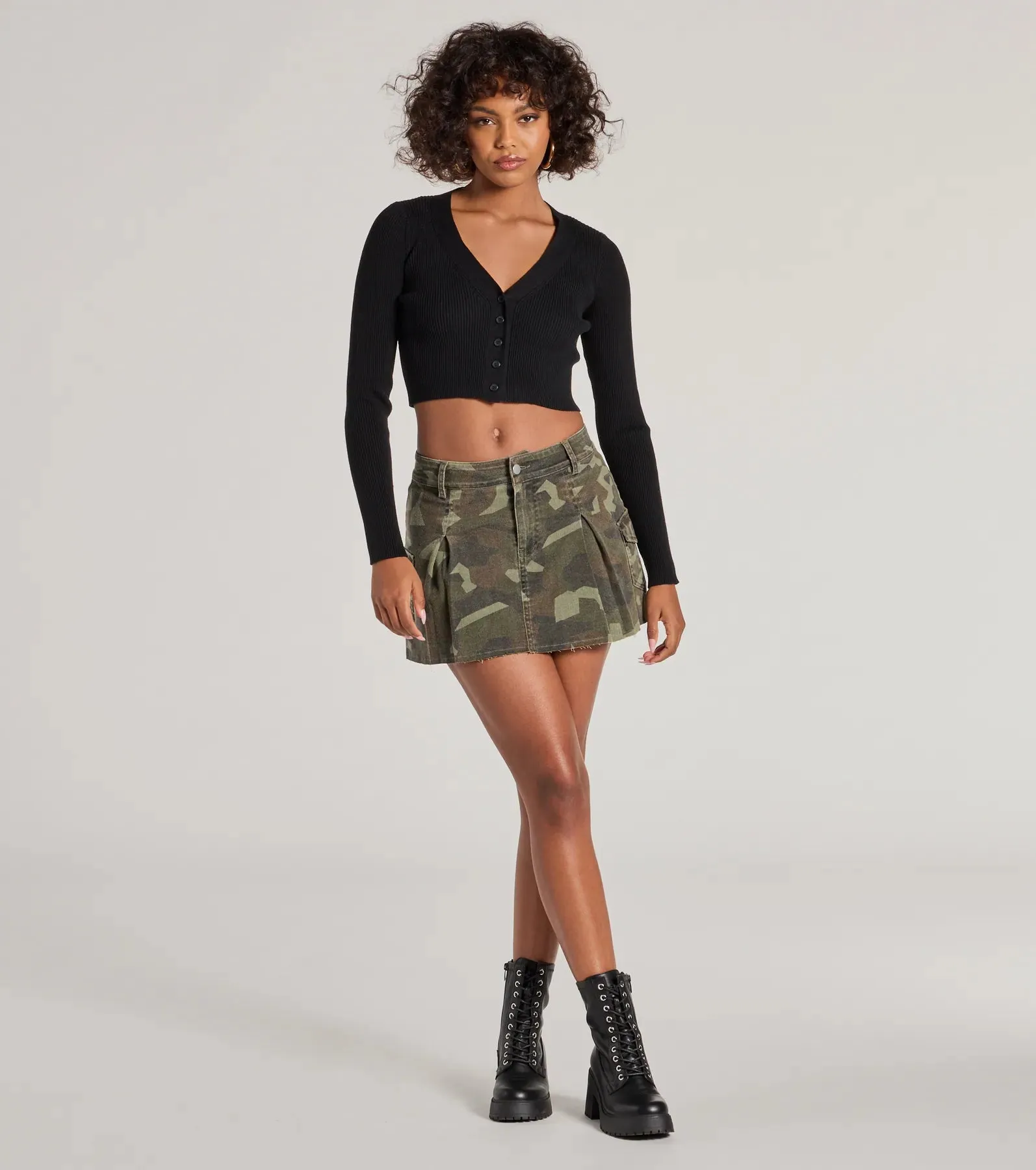 Adventurous Babe Camo Pleated Cargo Mini Skirt sold by Windsor product image thumbnail 4