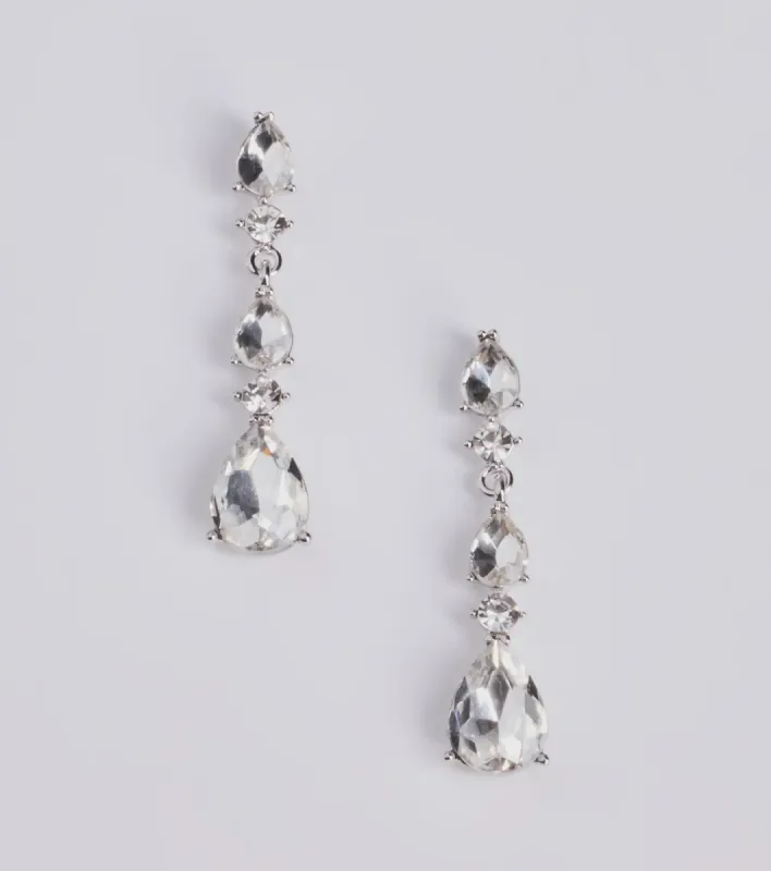 Gorgeous Glitz Teardrop Rhinestone Drop Earrings sold by Windsor