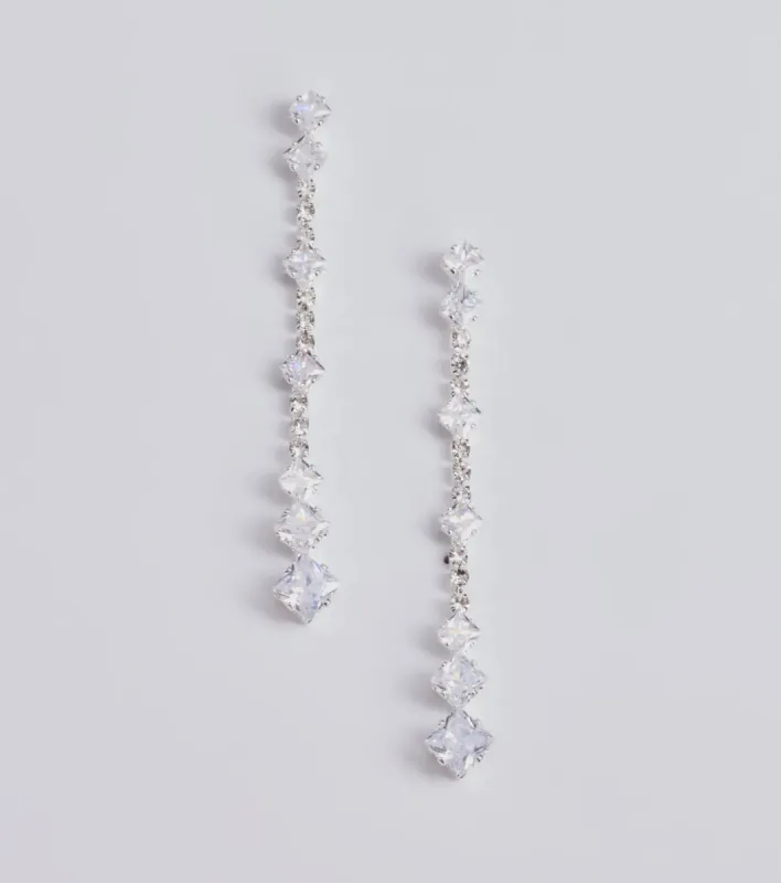 Dazzling Vibes Rhinestone Linear Drop Earrings sold by Windsor