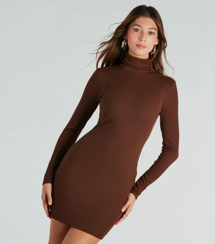 Trendy Element Turtleneck Long Sleeve Mini Dress sold by Windsor
