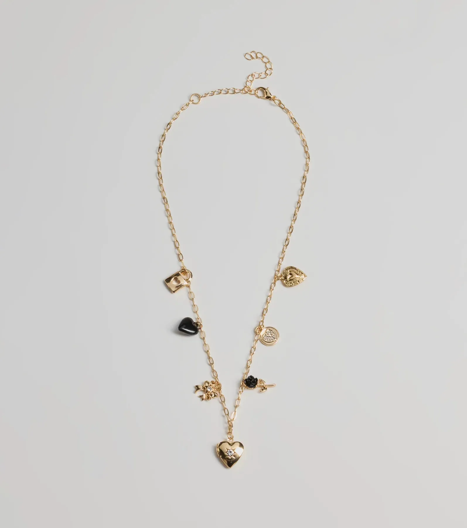 Charming Cutie Heart and Lock Charm Necklace sold by Windsor