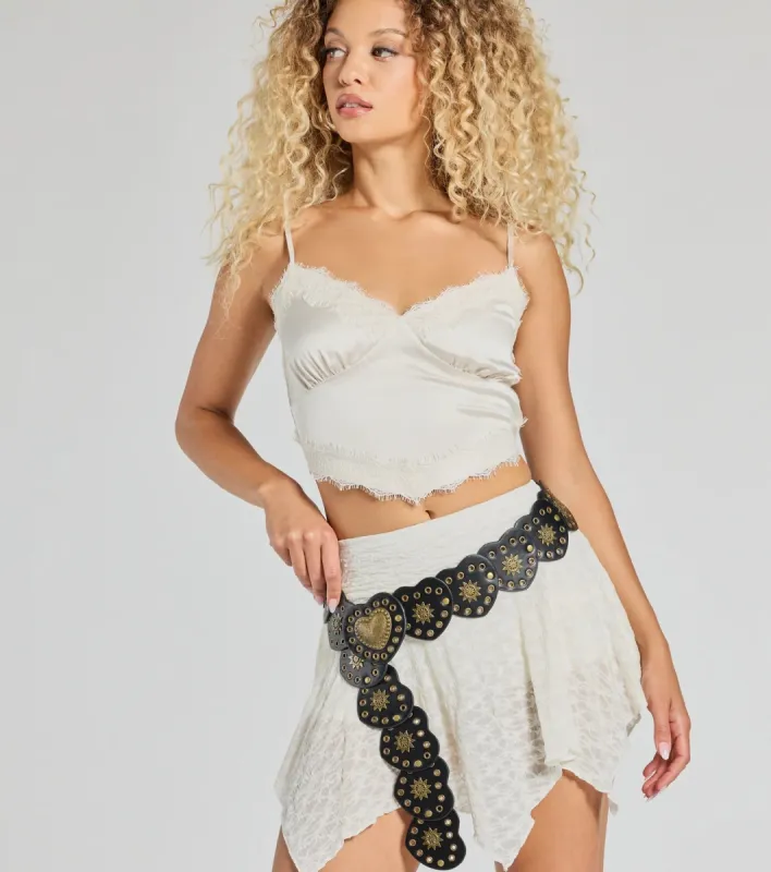 Western Love Heart Medallion Faux Leather Belt sold by Windsor