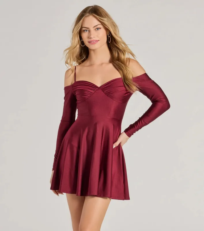 Sleek And Stylin' Knit Cold-Shoulder Skater Dress sold by Windsor