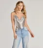 Go For Glitz Rhinestone Chainmail Hanky Top sold by Windsor