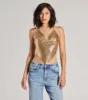 Go For Glitz Rhinestone Chainmail Hanky Top sold by Windsor