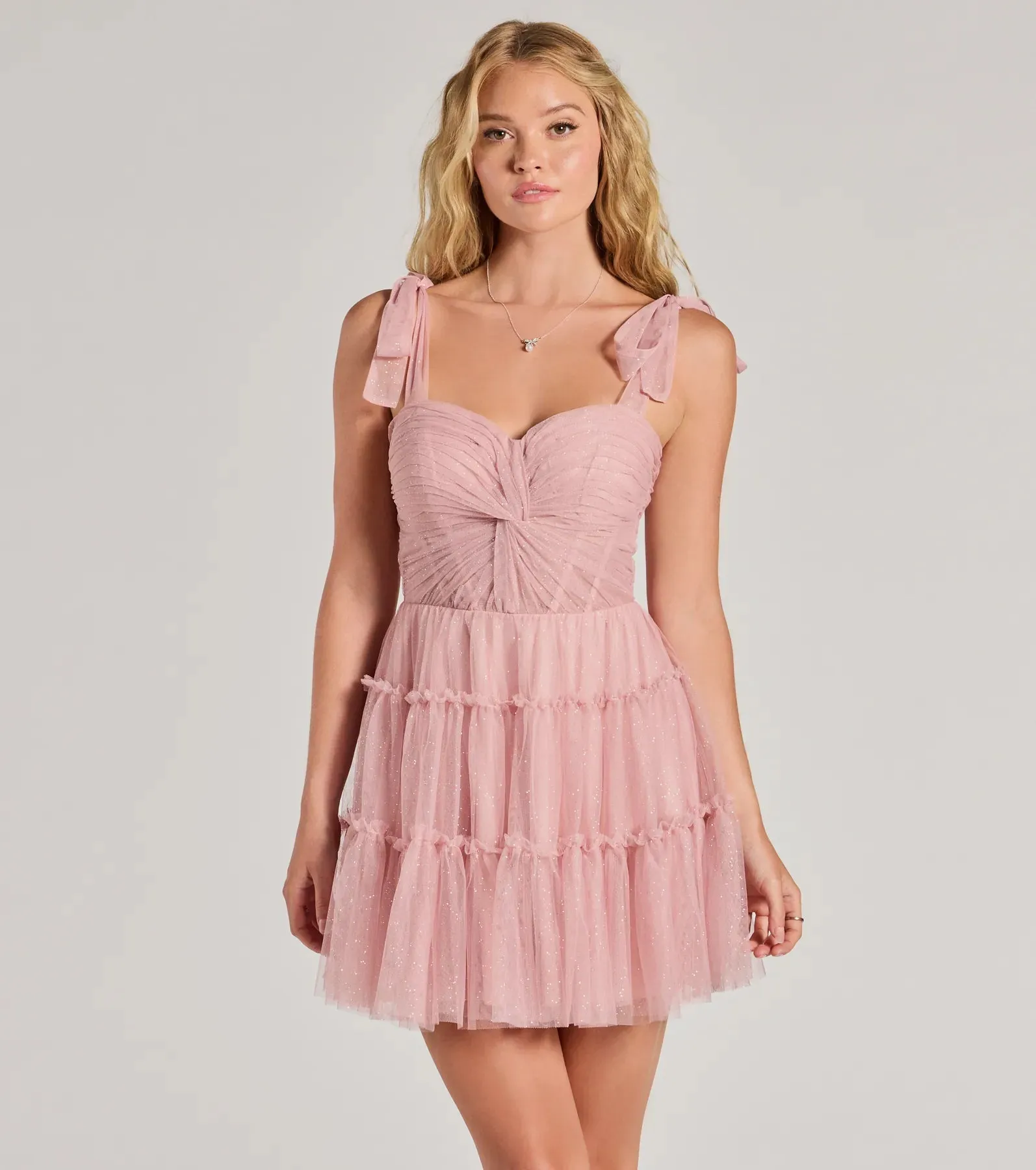 Lizzy Ruffled Glitter Mesh Skater Dress sold by Windsor product image thumbnail 5