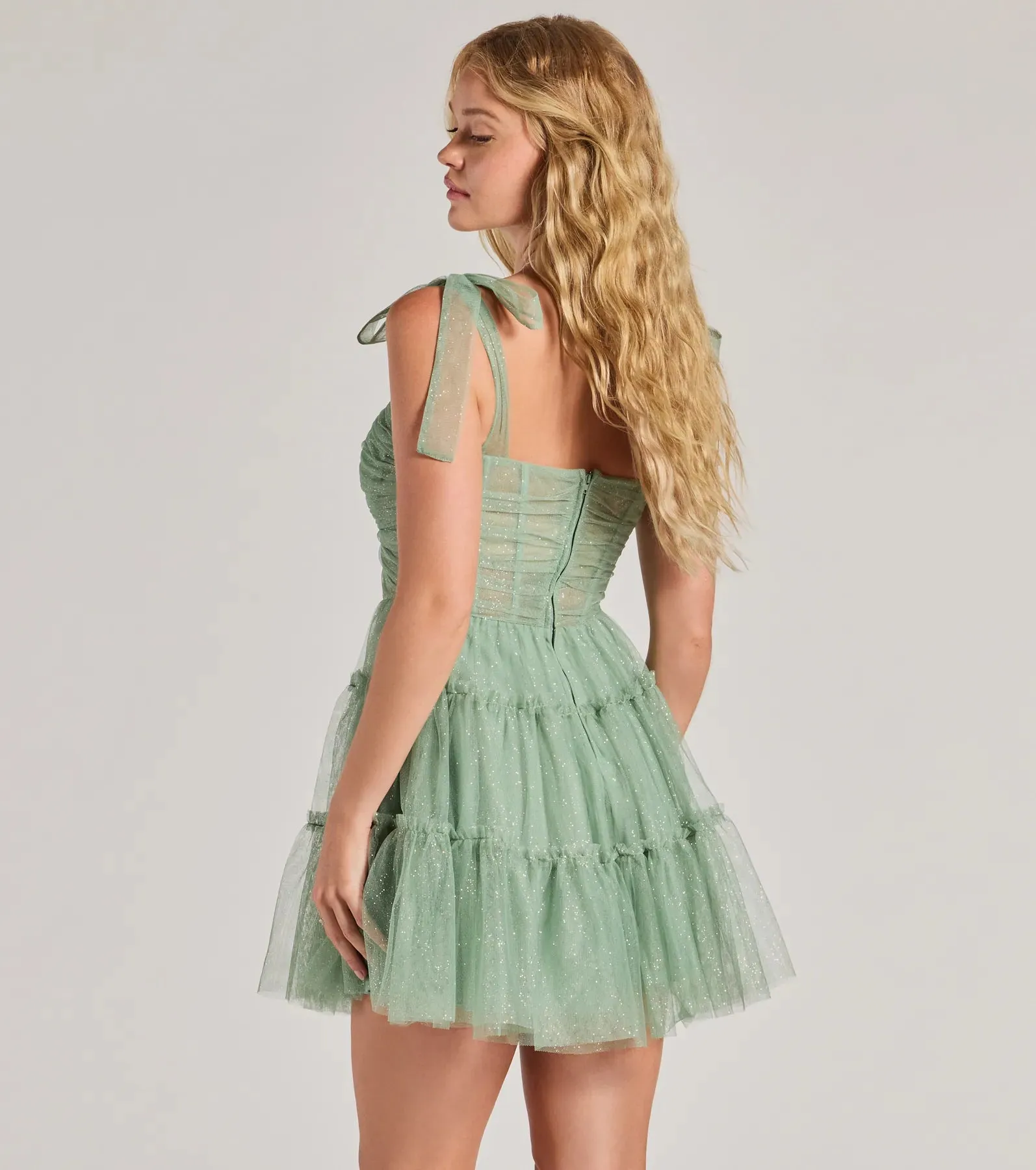 Lizzy Ruffled Glitter Mesh Skater Dress sold by Windsor product image thumbnail 2