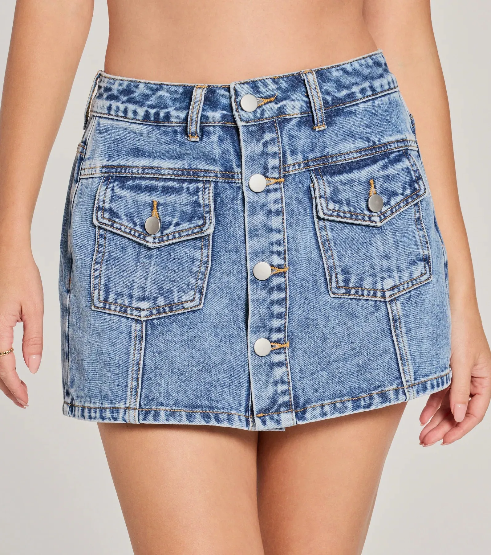 Casual Cutie High-Rise Button Front Denim Skort sold by Windsor product image thumbnail 3