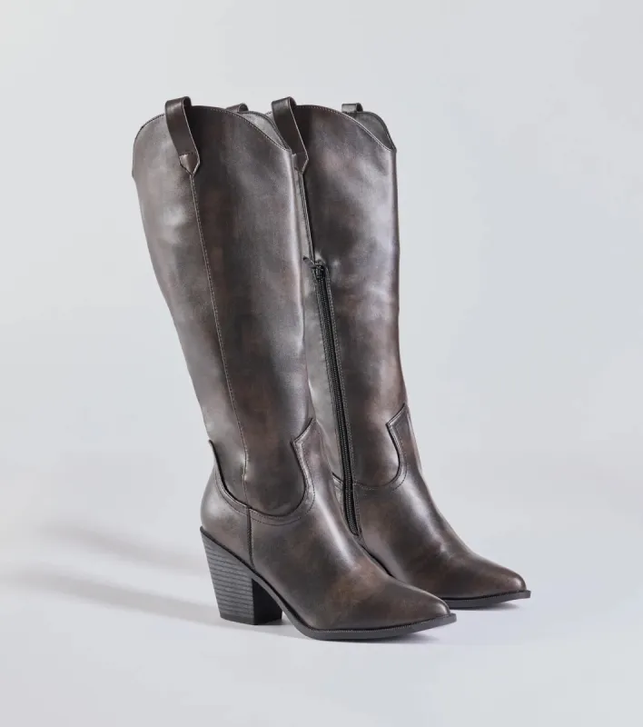 Boldly Chic Distressed Faux Leather Western Boots sold by Windsor