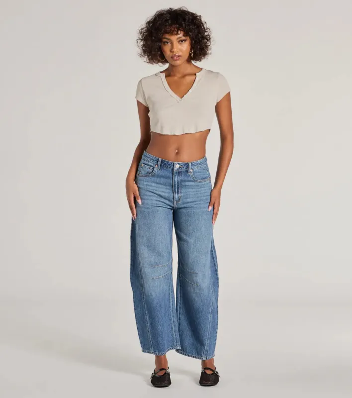 The Classic Mid-Rise Barrel Leg Denim Jeans sold by Windsor