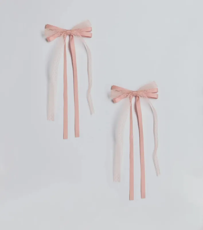 Blushing Beauty Two Pack Lace Ribbon Bows sold by Windsor