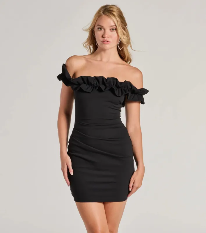 Chic Factor Ruffled Off-The-Shoulder Mini Dress sold by Windsor