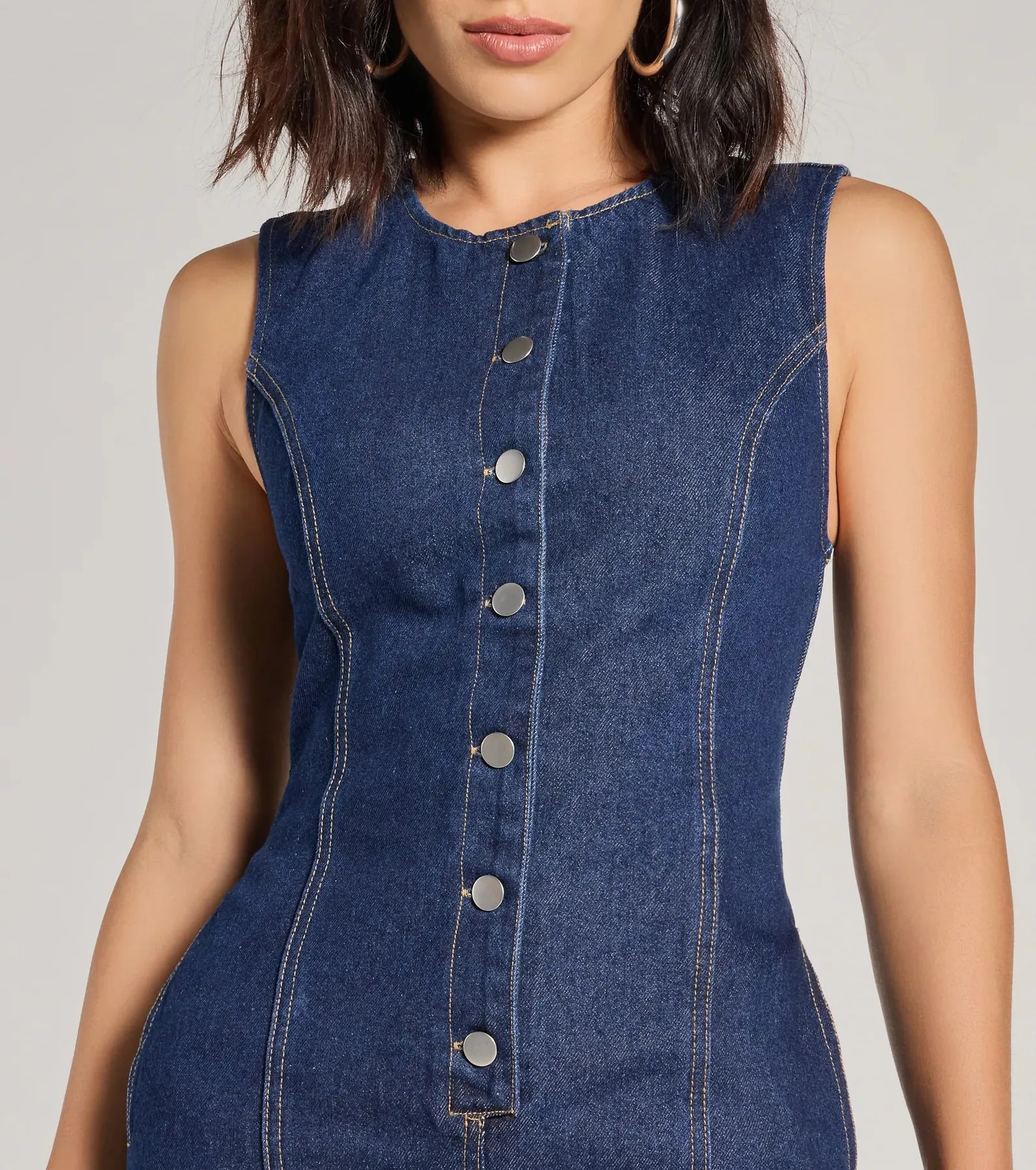Casual Cool Button Down Denim Romper sold by Windsor product image thumbnail 4