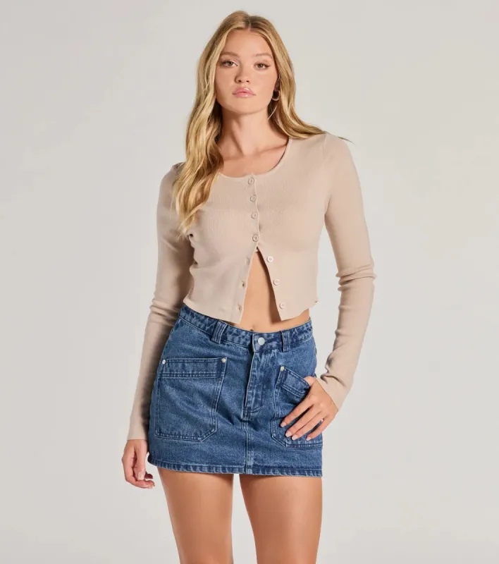 Casual Vibes High Waist Denim Mini Skirt sold by Windsor