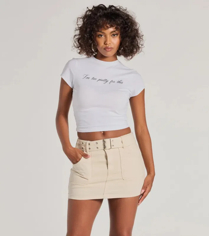 Casual Slay Mid Rise Belted Denim Skort sold by Windsor
