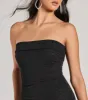Glimmering Chic Glitter Mesh Strapless Midi Dress sold by Windsor