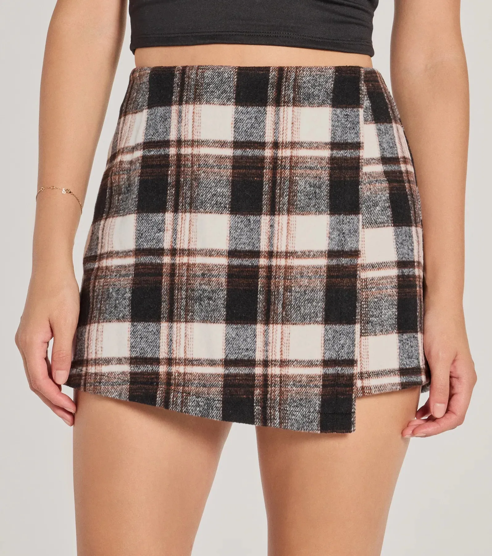 Classically Chic Plaid High Waist Wrap Skort sold by Windsor product image thumbnail 3