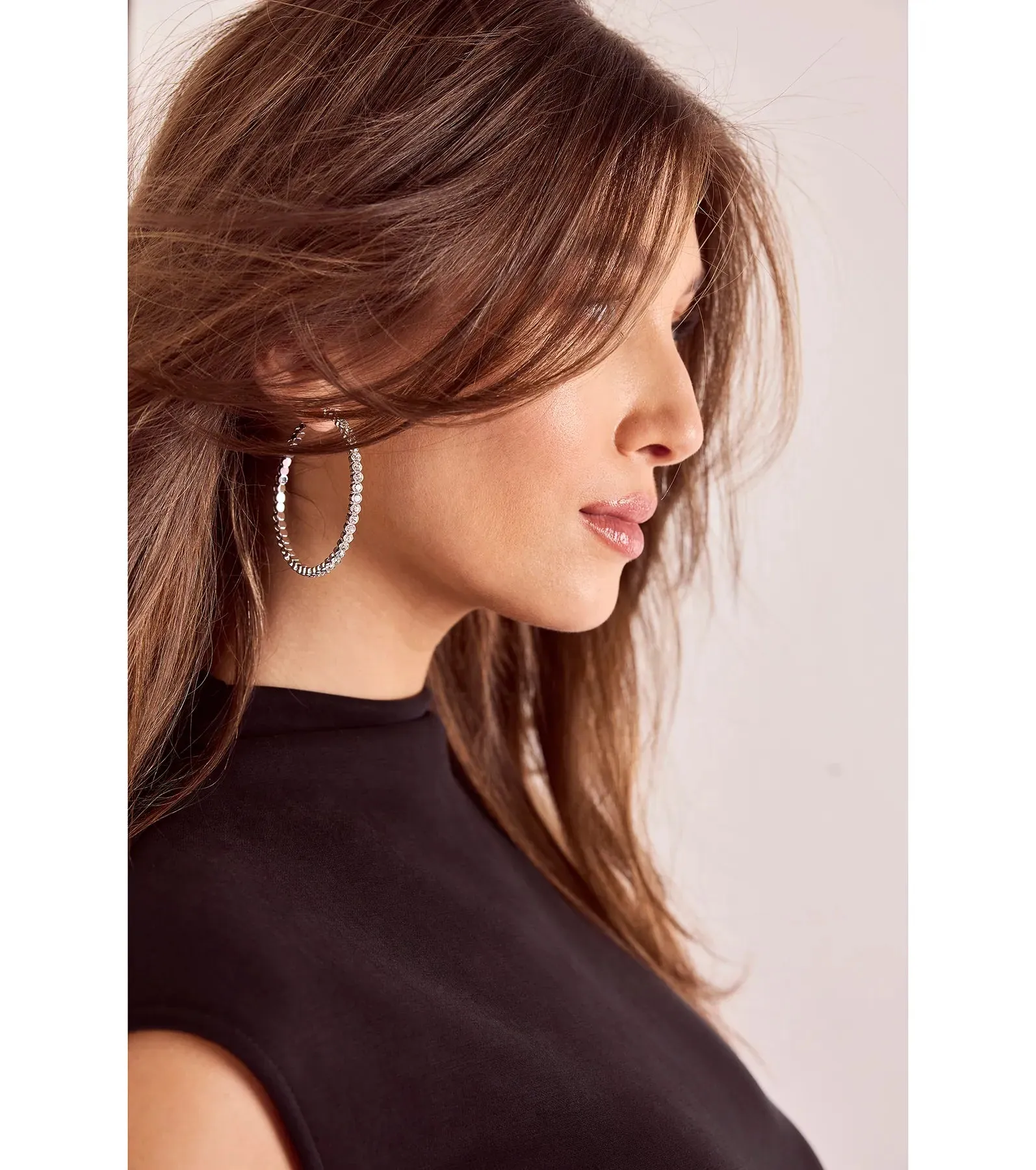 Stylish Staple Rhinestone Hoop Earrings sold by Windsor product image thumbnail 2