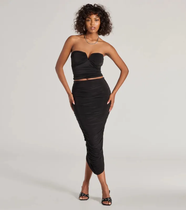 Ruched and Ready High Waist Midi Skirt sold by Windsor