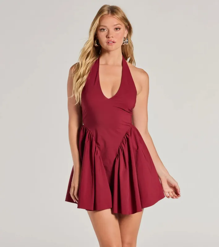 Cutest Vibe Halter Drop Waist Skater Dress sold by Windsor