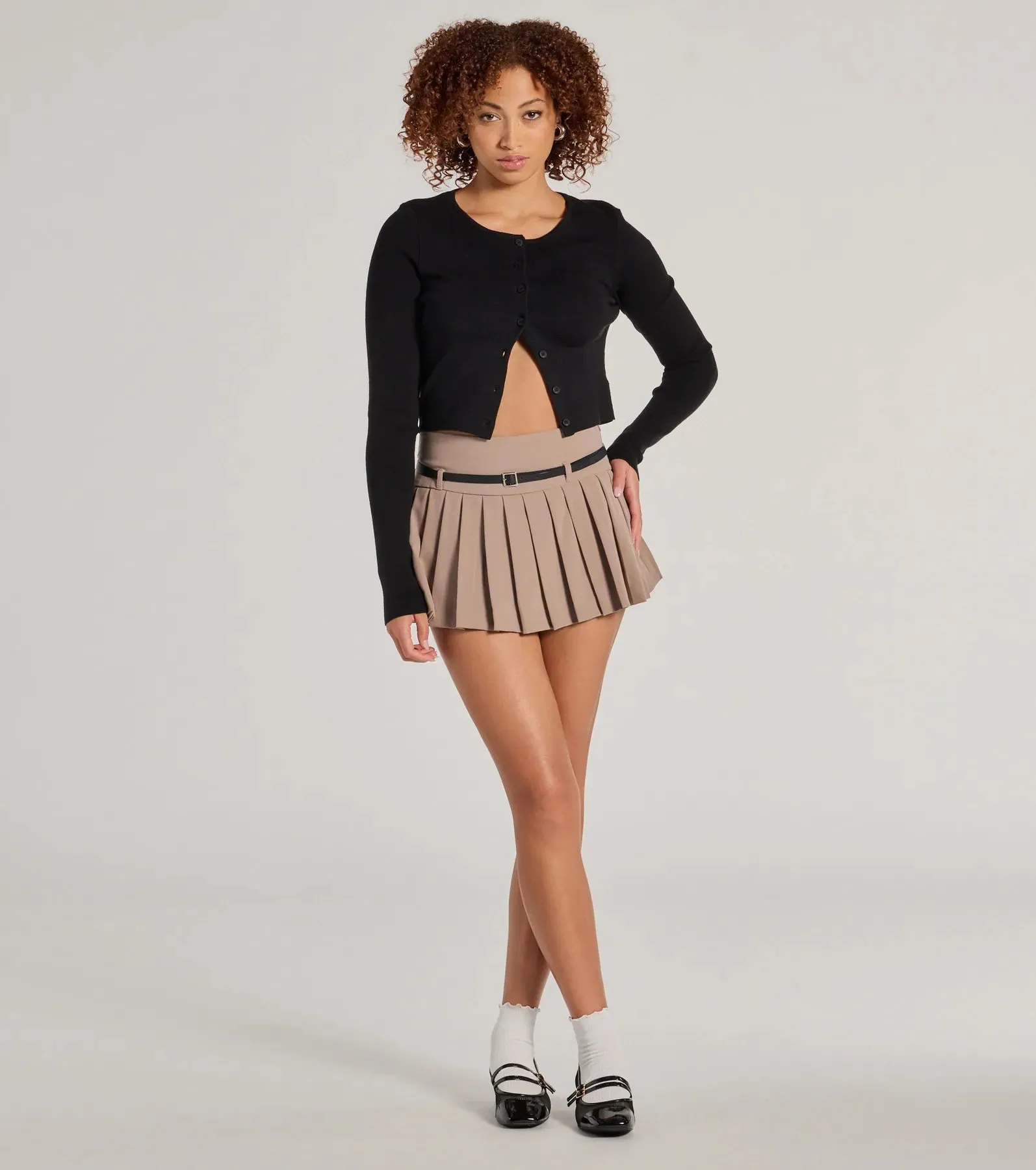 Pleated Perfection Drop Waist Belted Skort sold by Windsor product image thumbnail 3