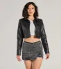 Sleek Fave Faux Leather Cropped Trucker Jacket sold by Windsor
