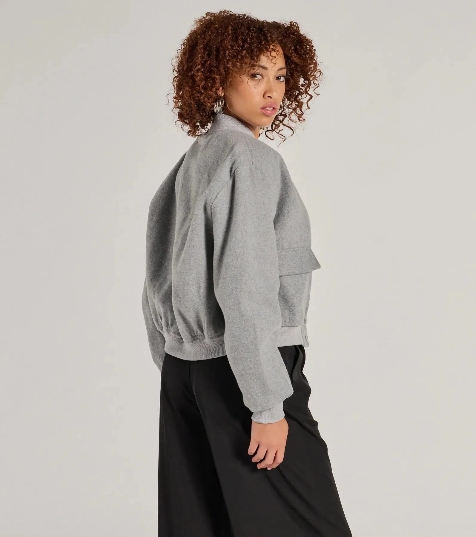 Cool Girl Energy Faux Wool Bomber Jacket sold by Windsor product image thumbnail 2