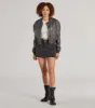 Casual Slay Cropped Oversized Faux Leather Bomber Jacket sold by Windsor