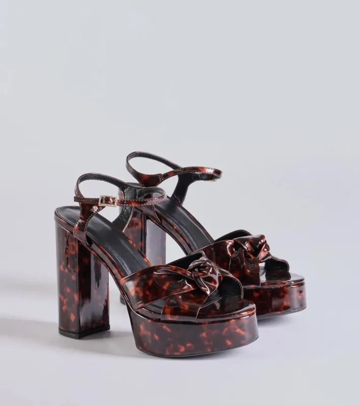 Chic Impression Tortoise Print Platform Knot Heels sold by Windsor