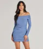 Glam Aura Glitter Knit Off-The-Shoulder Mini Dress sold by Windsor