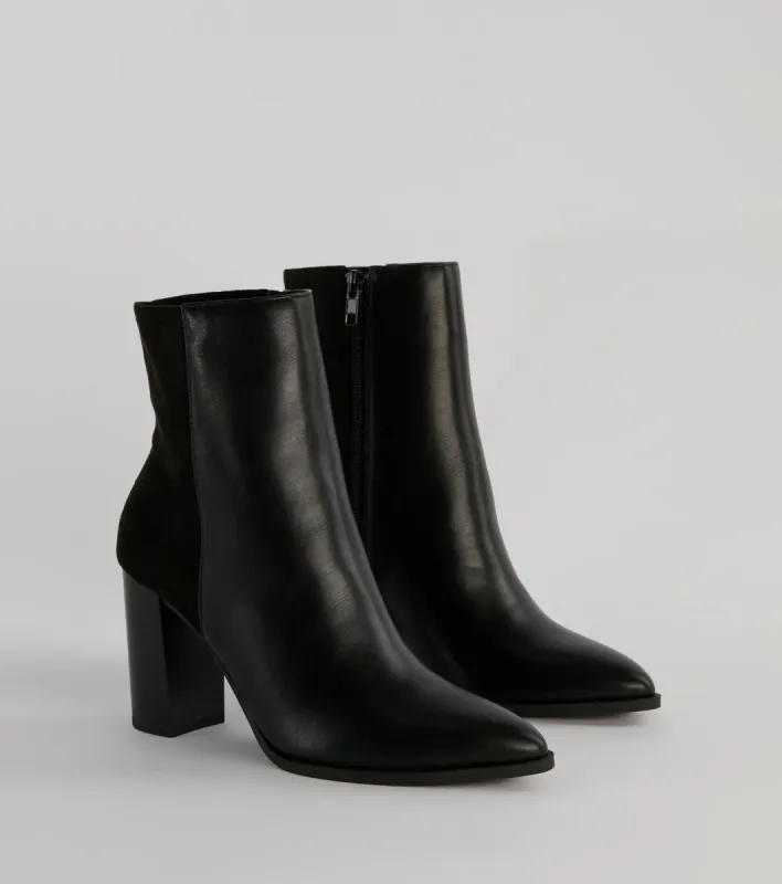 Chic Staple Faux Leather and Faux Suede Ankle Booties sold by Windsor