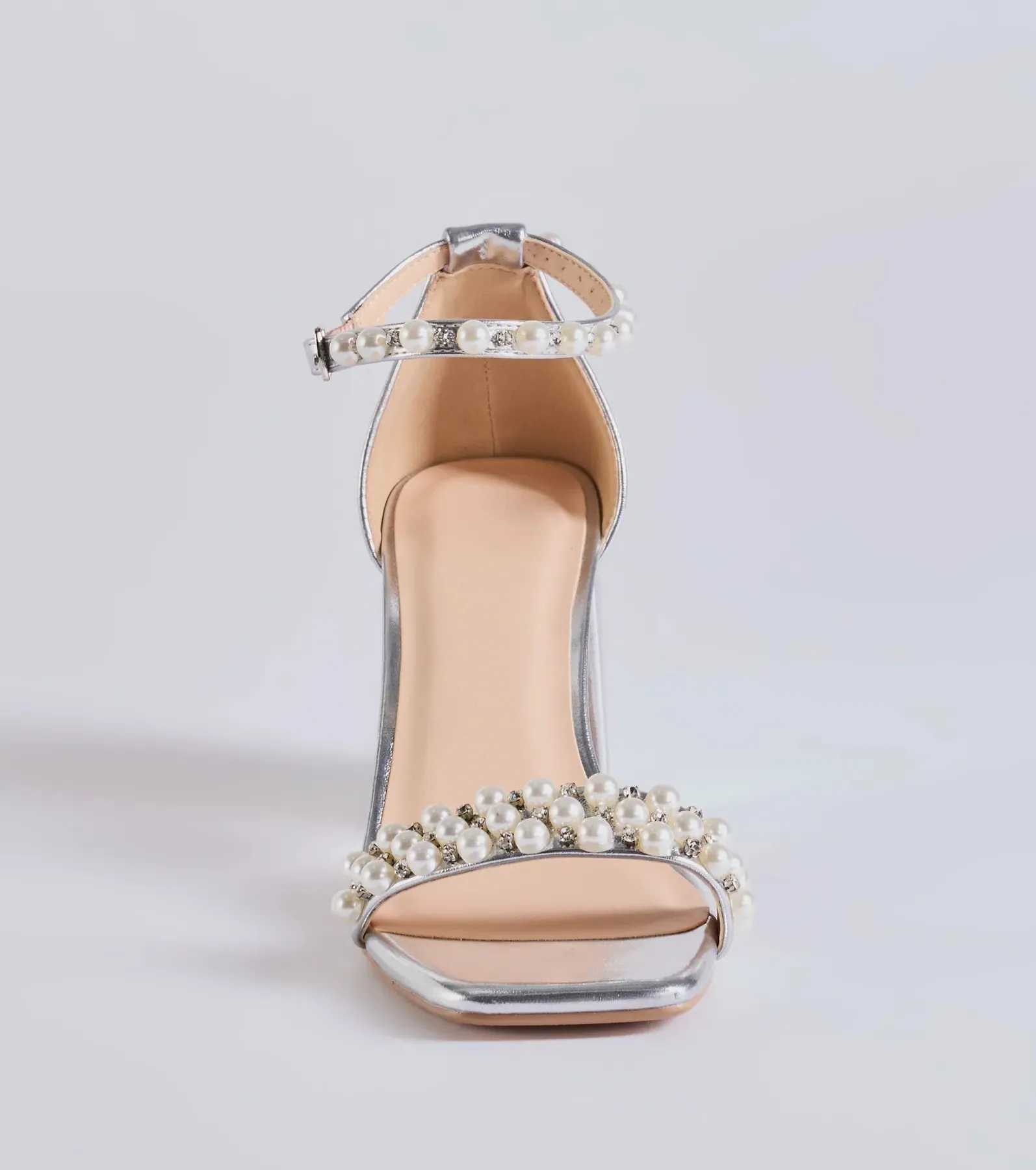 Gleaming Radiance Faux Pearl Metallic Block Heels sold by Windsor product image thumbnail 3