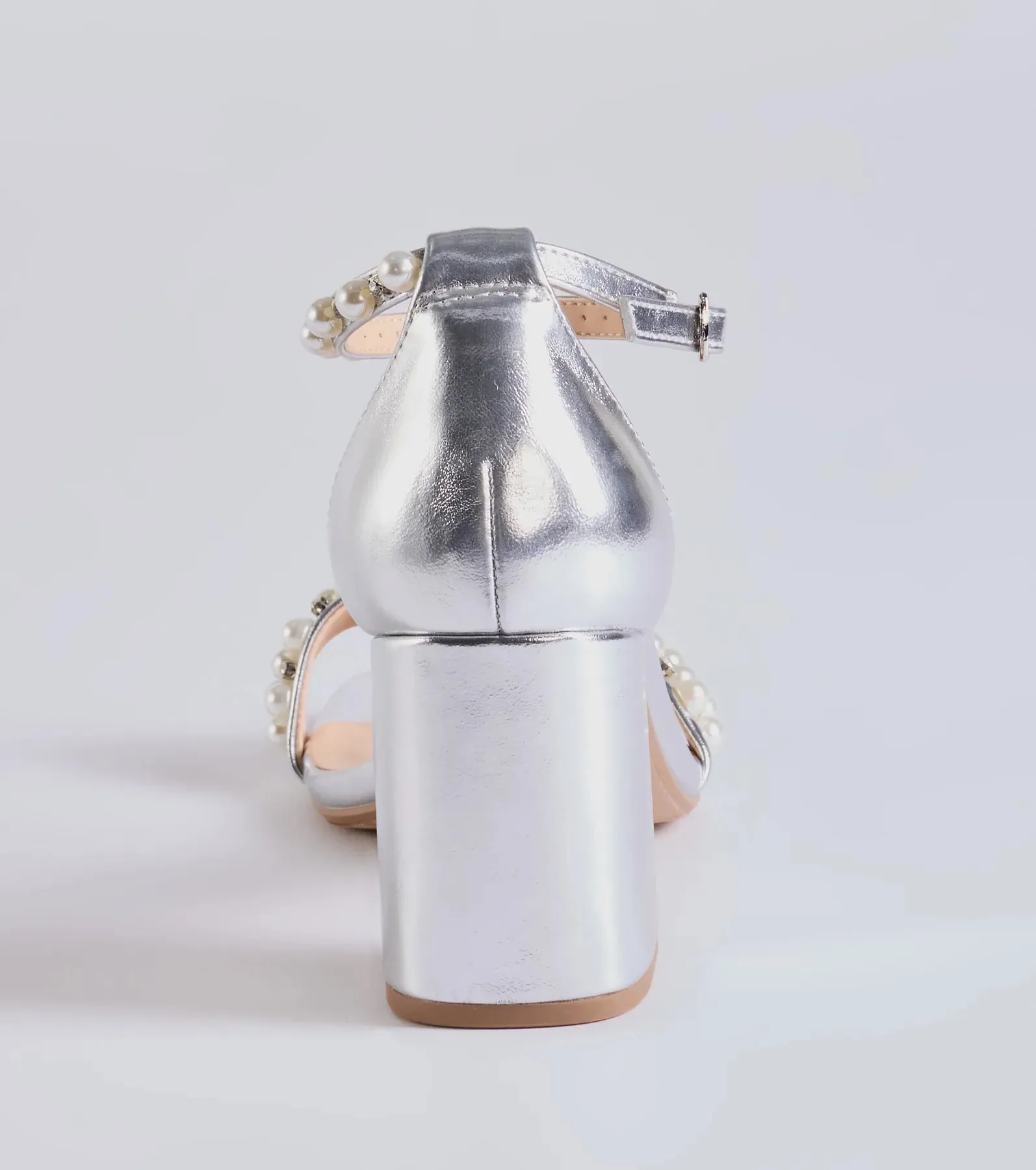 Gleaming Radiance Faux Pearl Metallic Block Heels sold by Windsor product image thumbnail 4