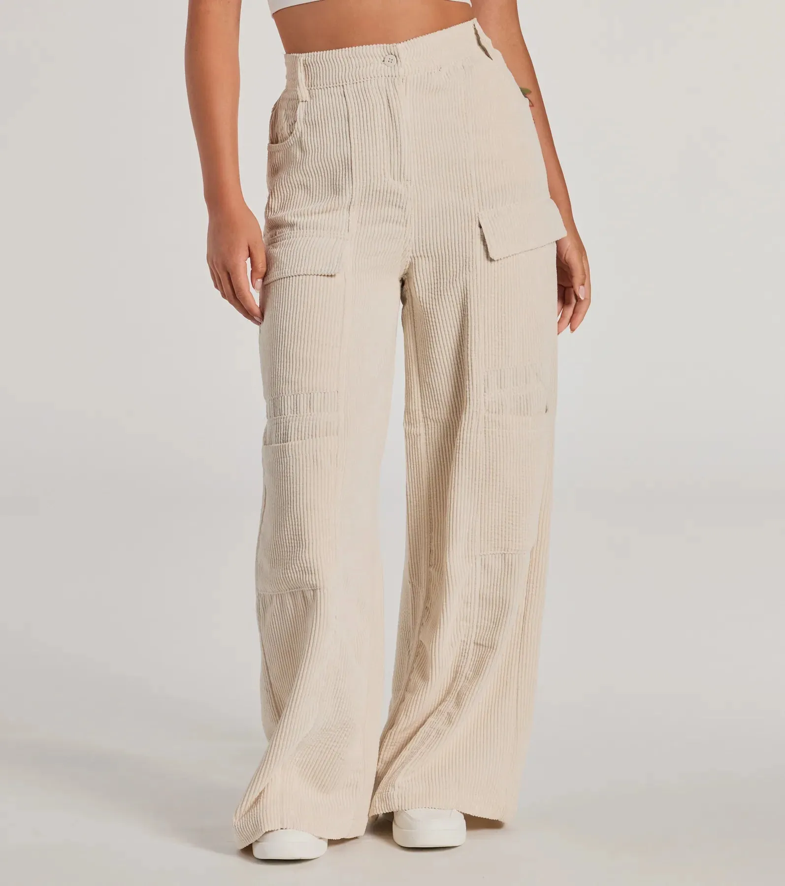 Essential High-Rise Corduroy Wide-Leg Cargo Pants sold by Windsor product image thumbnail 4