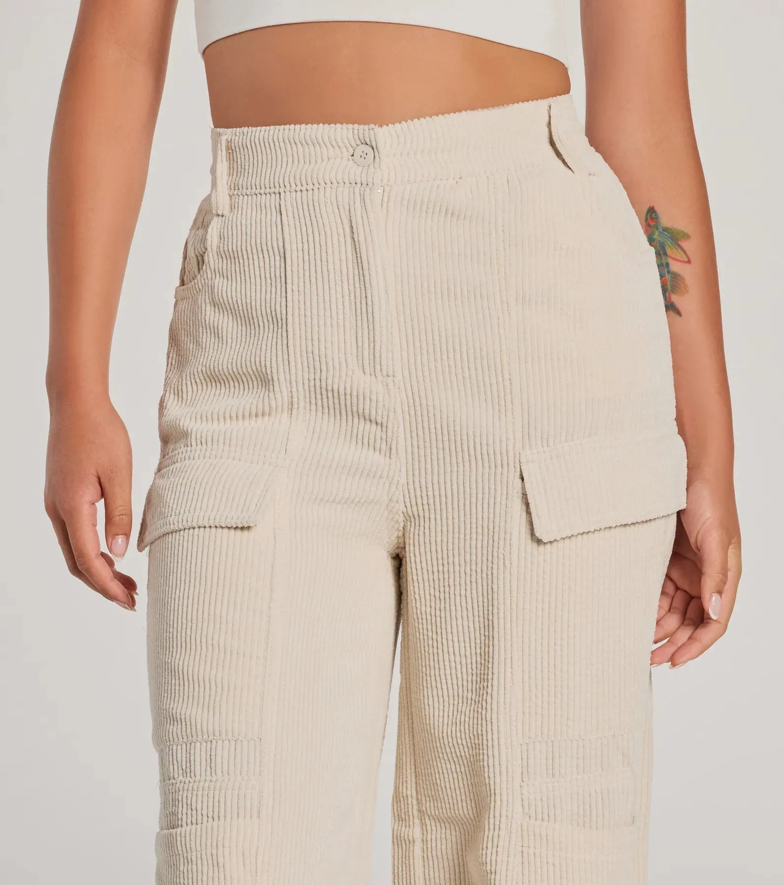 Essential High-Rise Corduroy Wide-Leg Cargo Pants sold by Windsor product image thumbnail 3