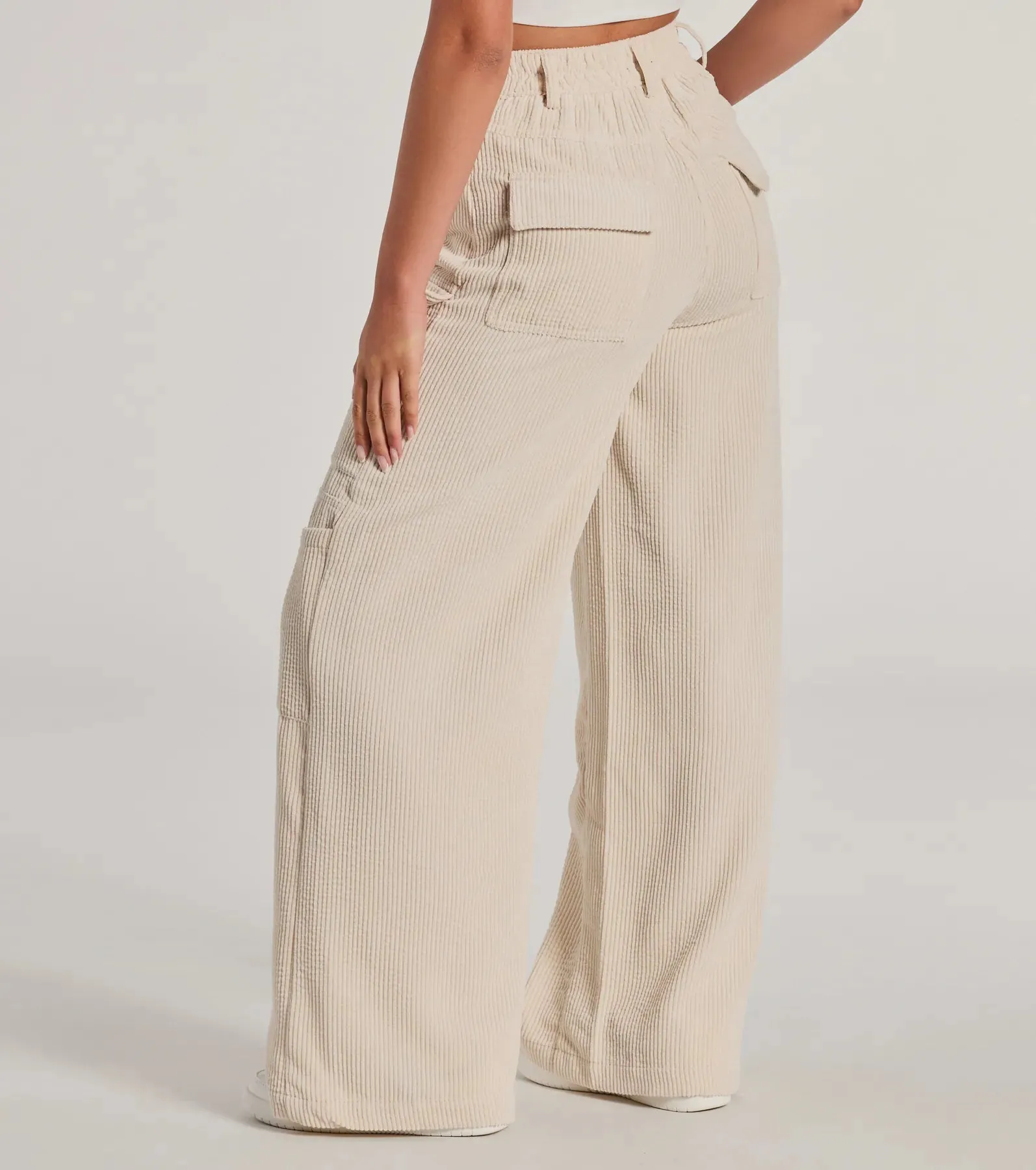 Essential High-Rise Corduroy Wide-Leg Cargo Pants sold by Windsor product image thumbnail 2