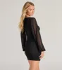 Forever Chic Long Sleeve Mesh Mini Dress sold by Windsor