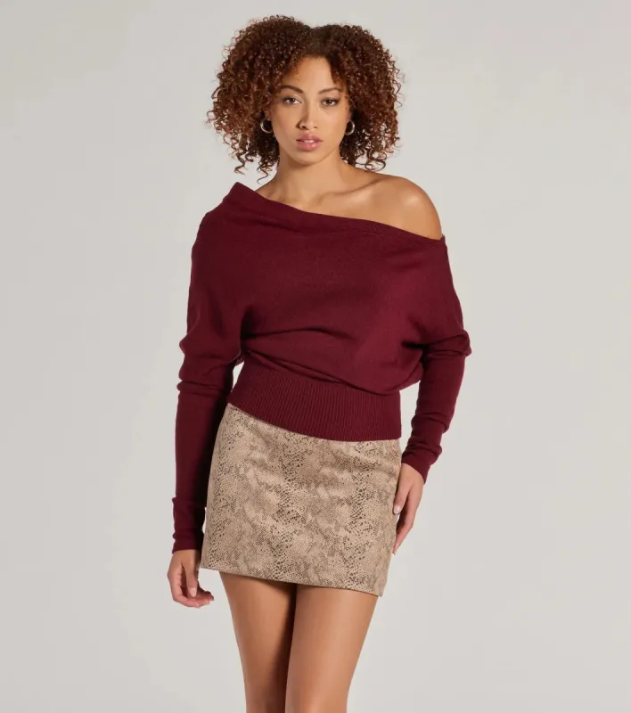 Cute And Cozy Off-Shoulder Knit Sweater sold by Windsor