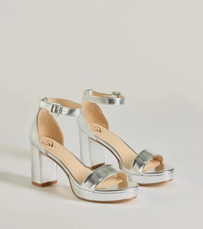 Shimmer and Shine Metallic Platform Block Heels sold by Windsor
