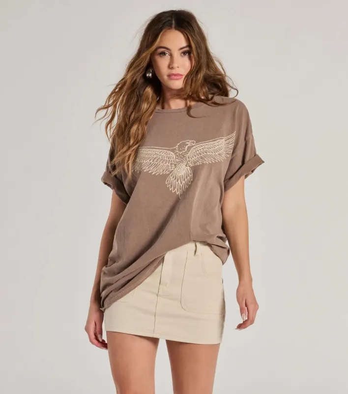 Edgy Trend Eagle Oversized Graphic Tee sold by Windsor