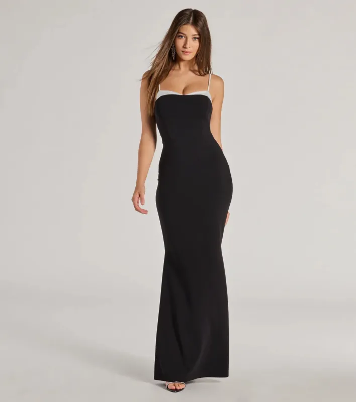 Irie Contrast Trim Long Crepe Mermaid Dress sold by Windsor