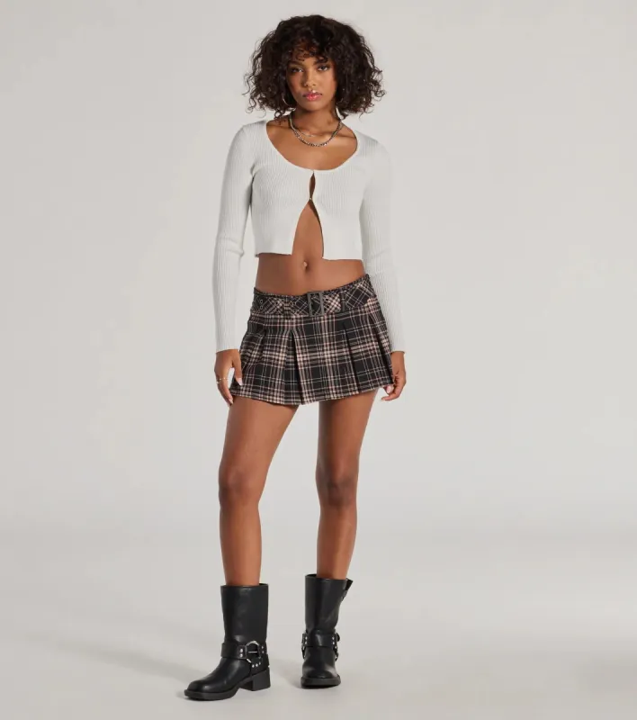 Totally Fab Belted Plaid Pleated Micro Skort sold by Windsor